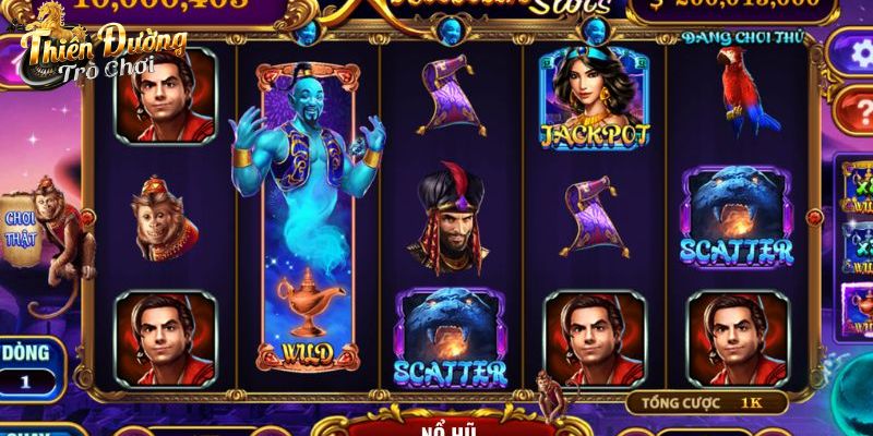 Quay Slot Aladin - Tỷ Lệ Thưởng Hấp Dẫn Lên Đến X100 Các biểu tượng xuất hiện khi quay slot Aladin - Yếu tố thắng lớn